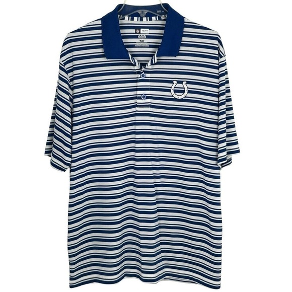 Indianapolis Colts NFL Team Apparel Cool Polo Shirt - Blue, White Striped Size L - Picture 5 of 15